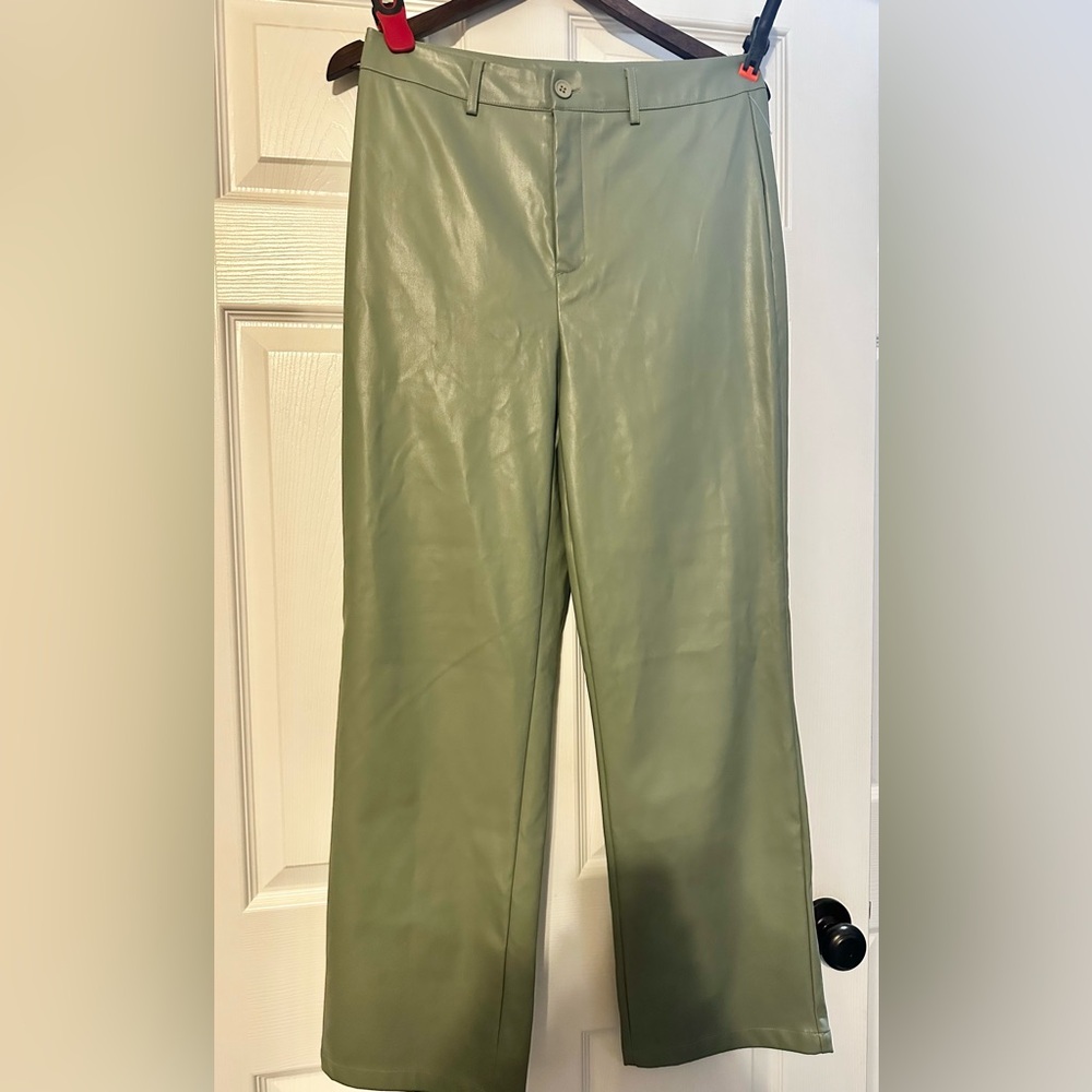Cider Sage Faux Leather Trousers